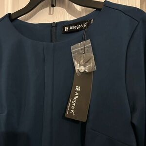 Allegra K Women's Long Sleeve Dress - Blue